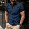 Men's Casual Short Sleeve T-Shirt — Slim Fit, Breathable Polyester-Cotton Blend