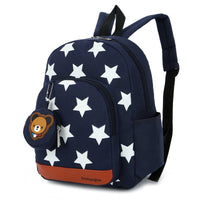 Star Print Kids Backpack - Cute Nylon School Bag for Toddlers & Kindergarten