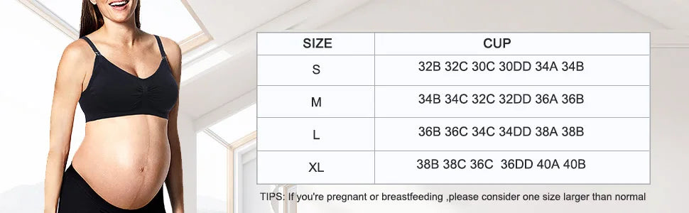 Plus Size Nursing Bra – Adjustable Straps & Removable Cups Wire-Free Maternity Bra