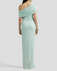 Asymmetrical One Shoulder Maxi Dress - Elegant Pleated Evening Gown