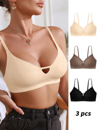 Heart Cutout Backless Bralette | Seamless Wire-Free Push-Up Bra with Adjustable Straps