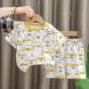 Girls Cotton Pajama Set - Cartoon Print Summer Sleepwear