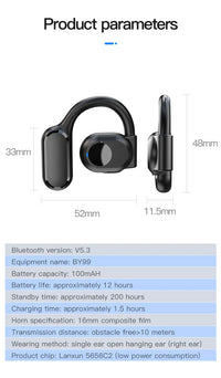NEW Intelligent Touch Control Wireless Sports Earphones Type C TWS Earbuds Non-Ear Air Conduction Headphone Earphone BY99