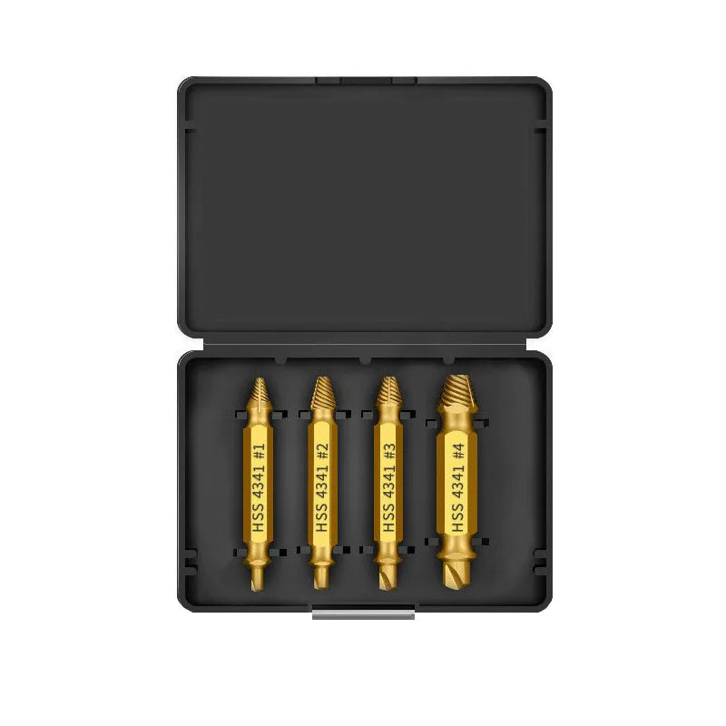 Double-Ended Broken Screw Extractor Set | 4-Piece HSS 4341