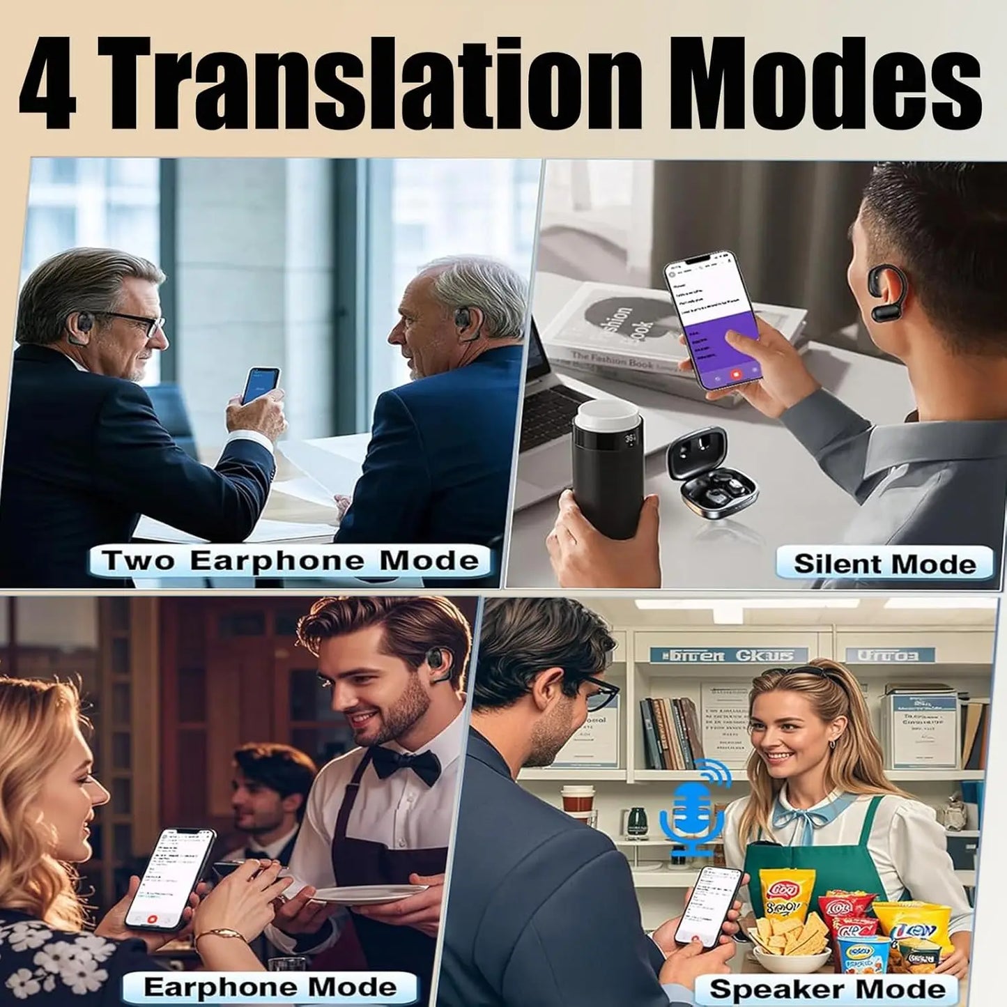 AI Translator Earbuds – 144 Languages, OLED Display, Bluetooth 5.4, CE/FCC Certified | Travel & Business