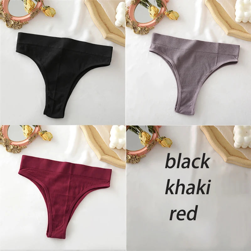 Set de 3 panties sin costuras de talle alto para mujer
