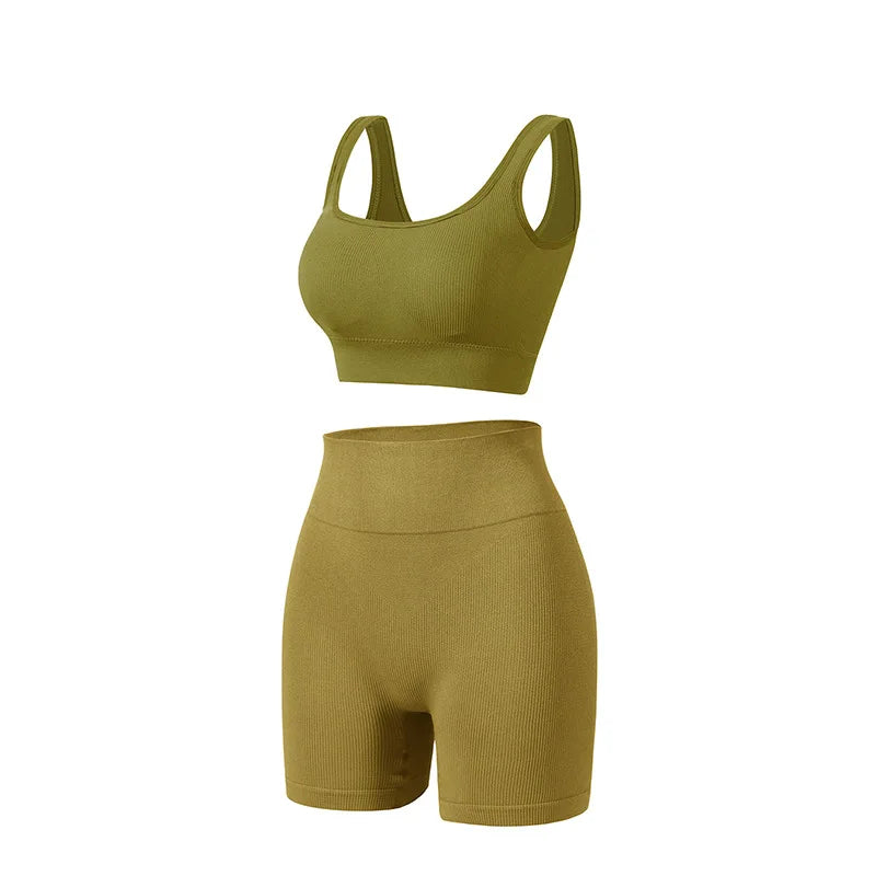 Women's Sports Bra & High-Cut Bikini Set – Wire-Free Padded Yoga Set