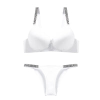 Women's Push-Up Bra & Bikini Set – Rhinestone Detail Everyday Comfort Underwear