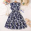Girls Floral Flying Sleeve Princess Dress | Elegant A-Line Knee-Length Summer Dress Ages 7-15