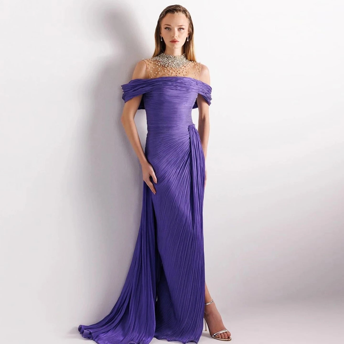 Sharon Said Off Shoulder Mermaid Gown with Train - Luxury Evening Dress