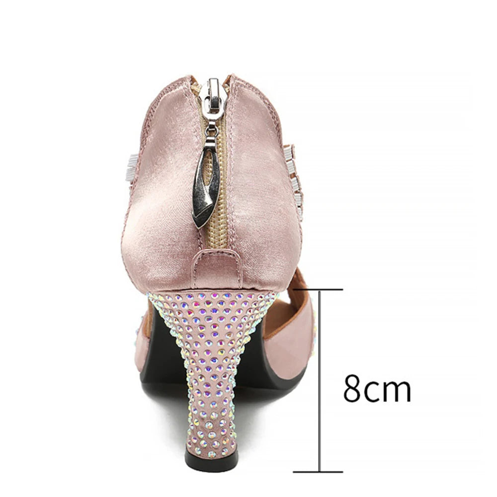 Zapatos de Baile Latino con Diamantes - Salsa Tango Mujer