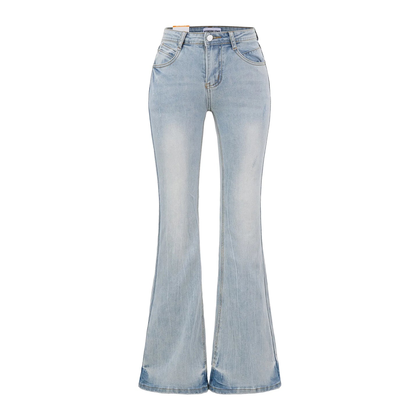 Women's Vintage High Waist Boot Cut Jeans - Distressed Stretch Denim