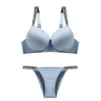 Rhinestone Strap Sexy Lingerie Set – Underwire Push-Up Bra & Bikini