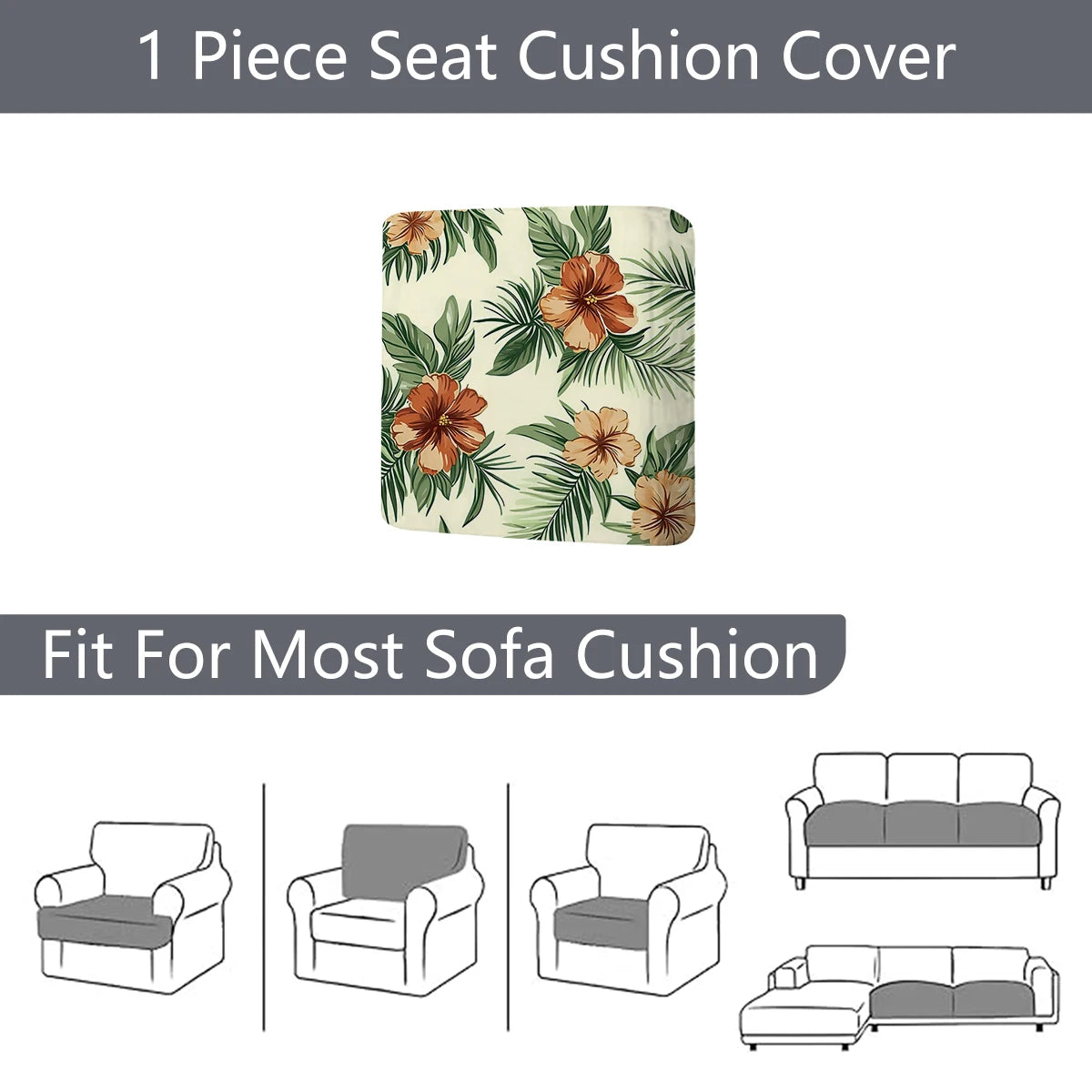 Floral Outdoor Sofa Cushion Cover | Elastic Stretch Patio Sofa Back Cover
