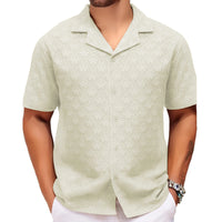 Men s Floral Print Short Sleeve Shirt with Turn-down Collar and Button Closure Perfect for Casual Summer Outfits