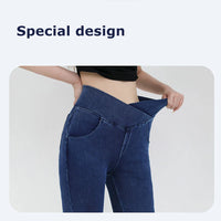 Women's High-Waist Bell Bottom Yoga Pants - 4-Way Stretch Denim Flare
