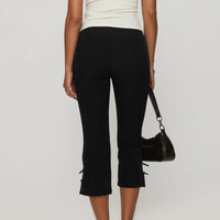 Pantalones Capri Mujer Y2K - Lazo Satén Abertura Lateral Slim Fit Verano