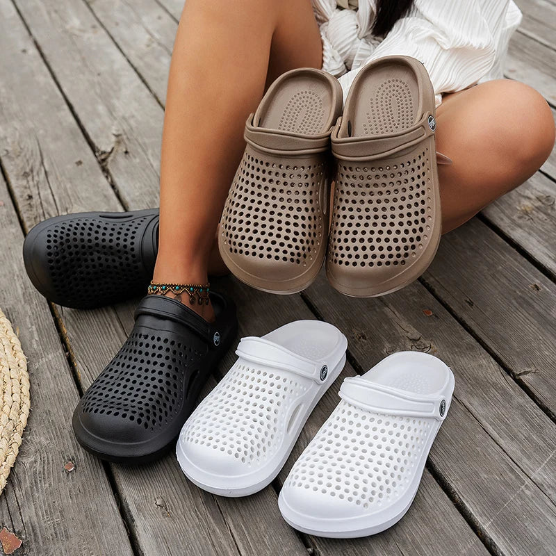 Women's Breathable EVA Flat Sandals | Hollow Out Non-Slip Beach Clogs | US 5–10.5