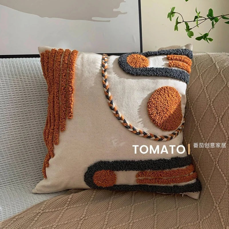 Bohemian Embroidered Pillow Cover - Geometric Tassel Cushion Case