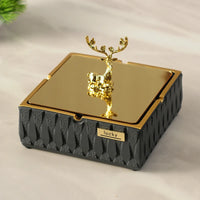 Luxury Resin Desktop Organizer – Ashtray & Tissue Box with Metal Trim