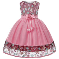 Floral Embroidered Lace Ball Gown – Sleeveless Princess Party Dress for Girls