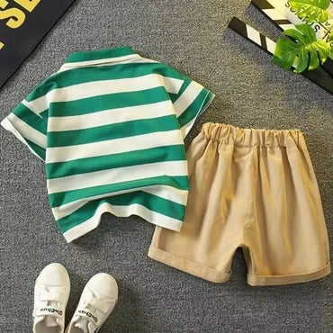 Baby Boys Stripe Polo Shirt & Shorts Set | Summer Two-Piece Outfit (Ages 6 Months–5 Years)
