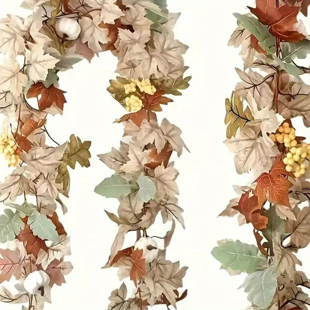 1set Autumn Maple Leaf & Pumpkin Wreath - Perfect for Christmas, and Fall Decor, Festive Wall Hanging