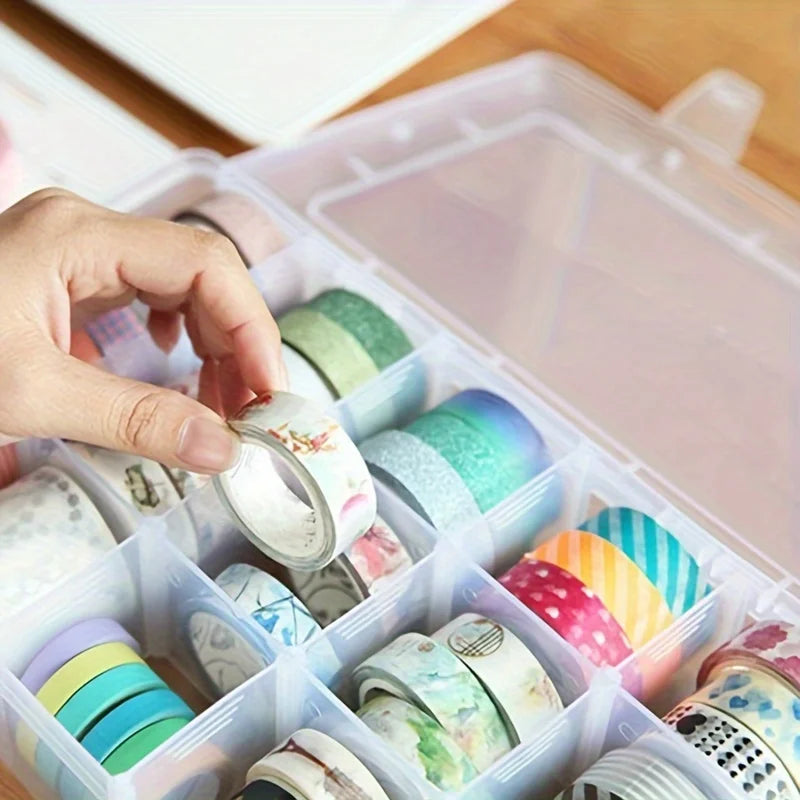 15-Grid Plastic Organizer Box with Dividers — Clear Storage for Jewelry, Crafts, Beads & More