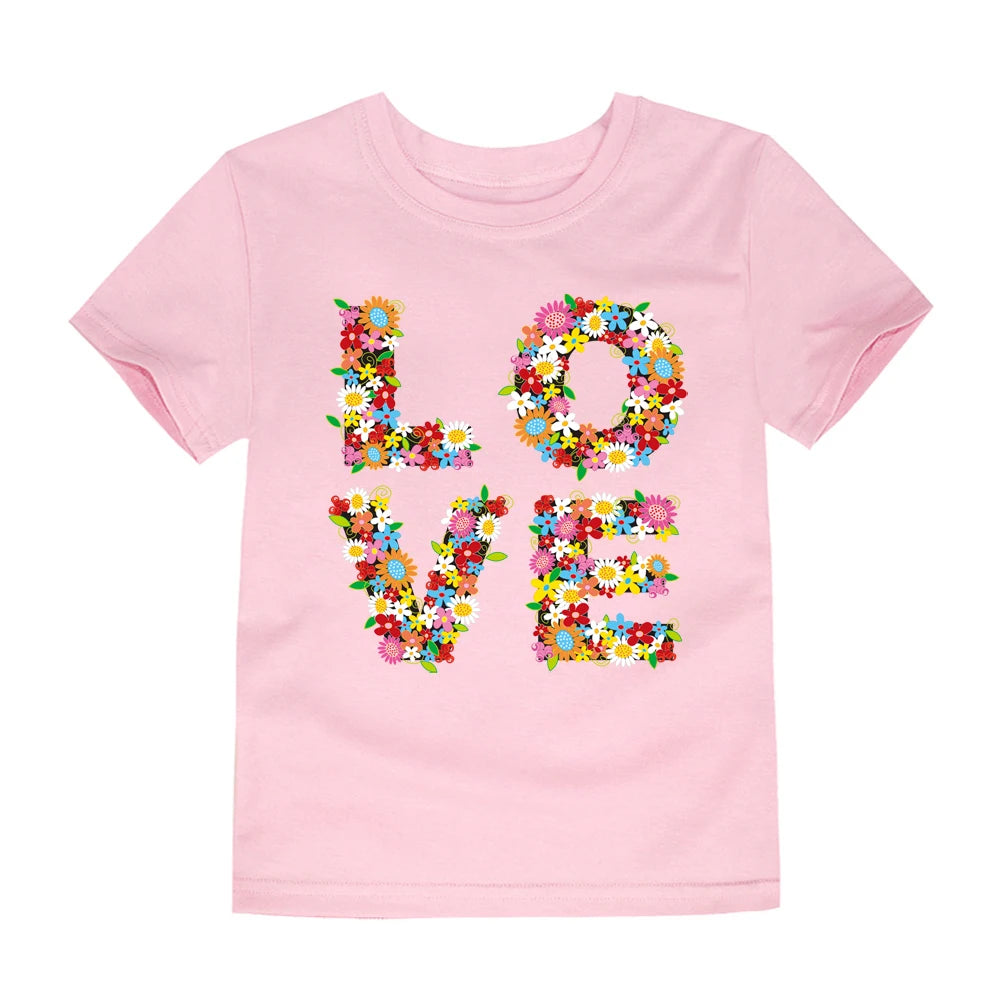 Girls 100% Cotton Flower Print T-Shirt | Sizes 2–14 Years | Pink & White