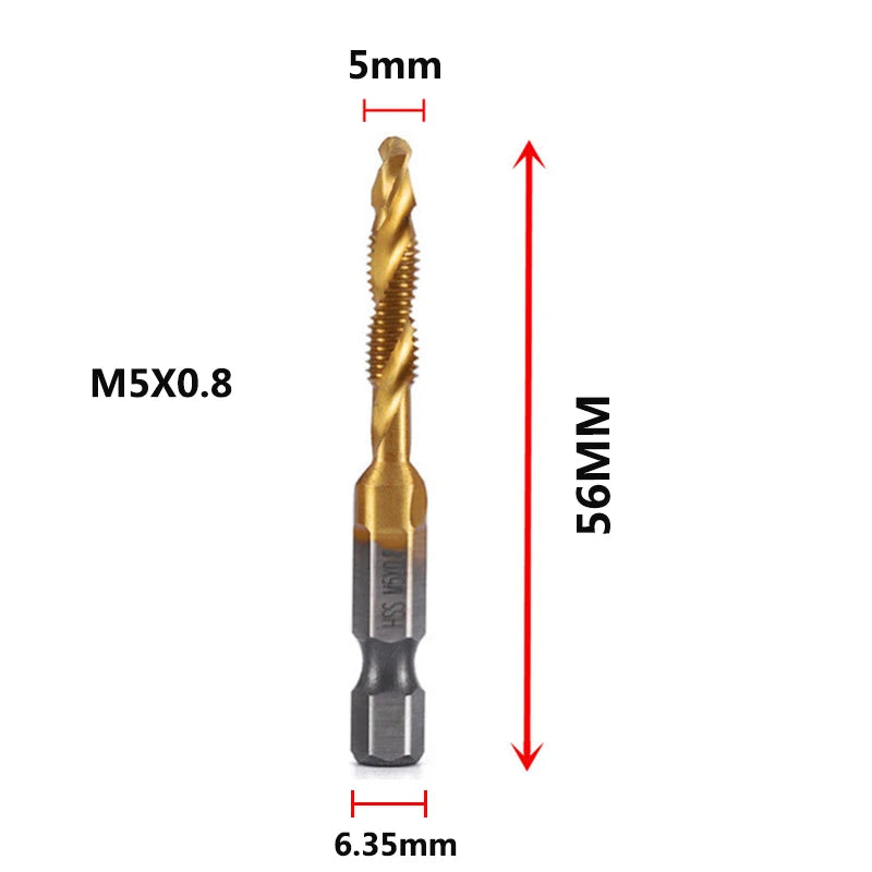 HSS Titanium Metric Tap Drill Bits Set | M3–M10 Thread Taps