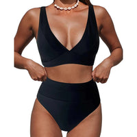 Bikini Talle Alto Cuello V - Traje de Baño Clásico de Dos Piezas