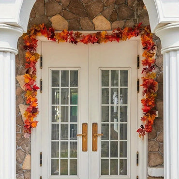 2/4pcs Autumn Maple Leaf Garland - Artificial Fall Vines with Vibrant Red, Orange & Yellow Leaves, home accessories