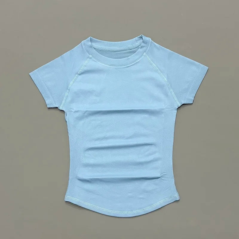 Women's Seamless Workout Top – Short Sleeve Yoga & Gym T-Shirt | Slim Fit Activewear