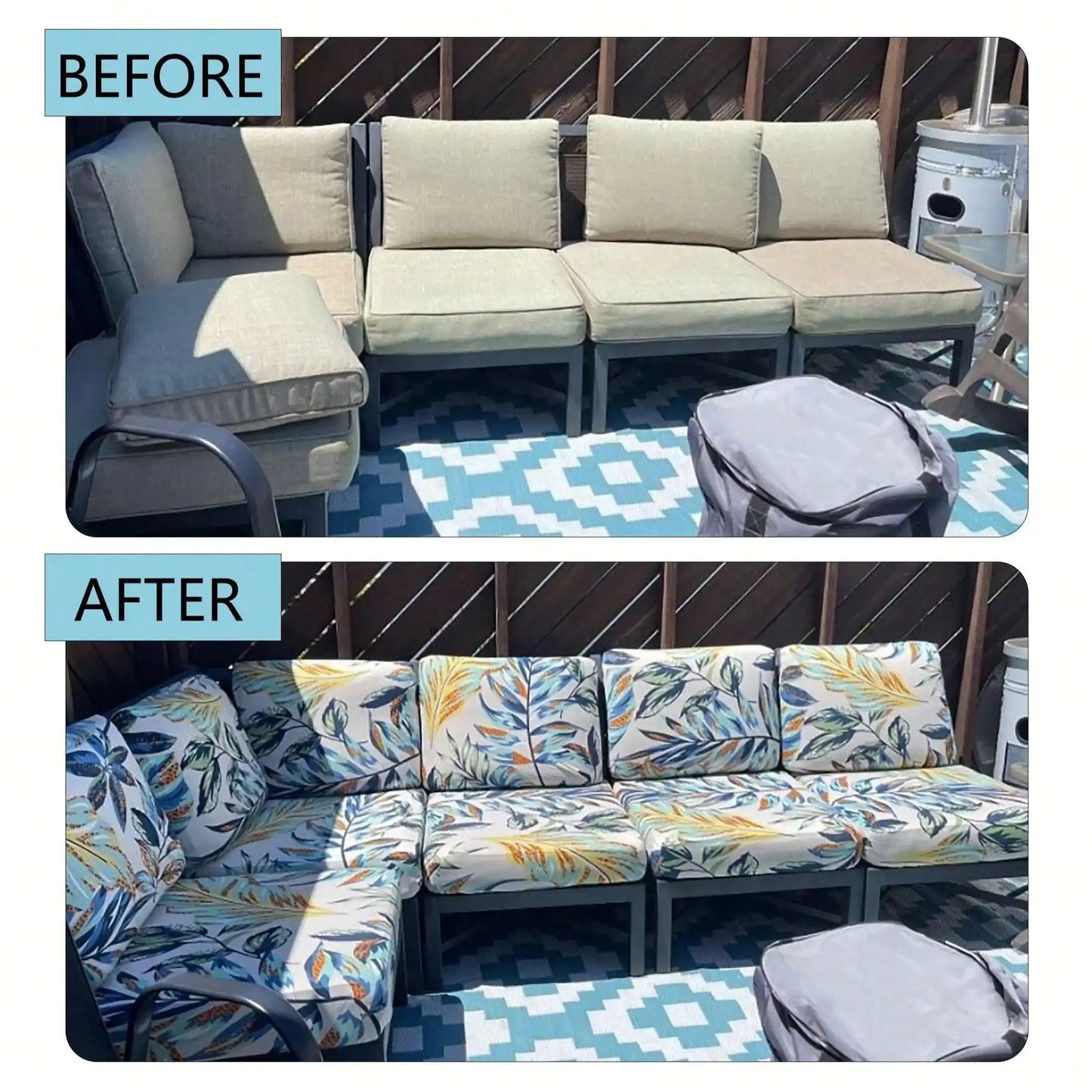 Tropical Print Outdoor Sofa Cushion Cover | Stretch Seat Protector