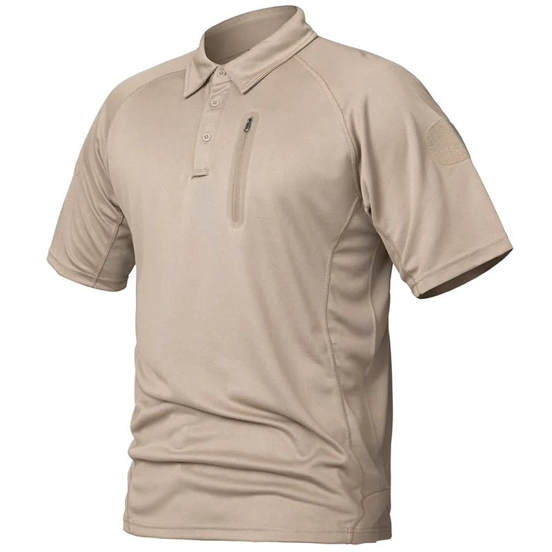 Men's Tactical Polo Shirt — Lightweight, Quick-Dry with Zip Pocket | Outdoor & Golf
