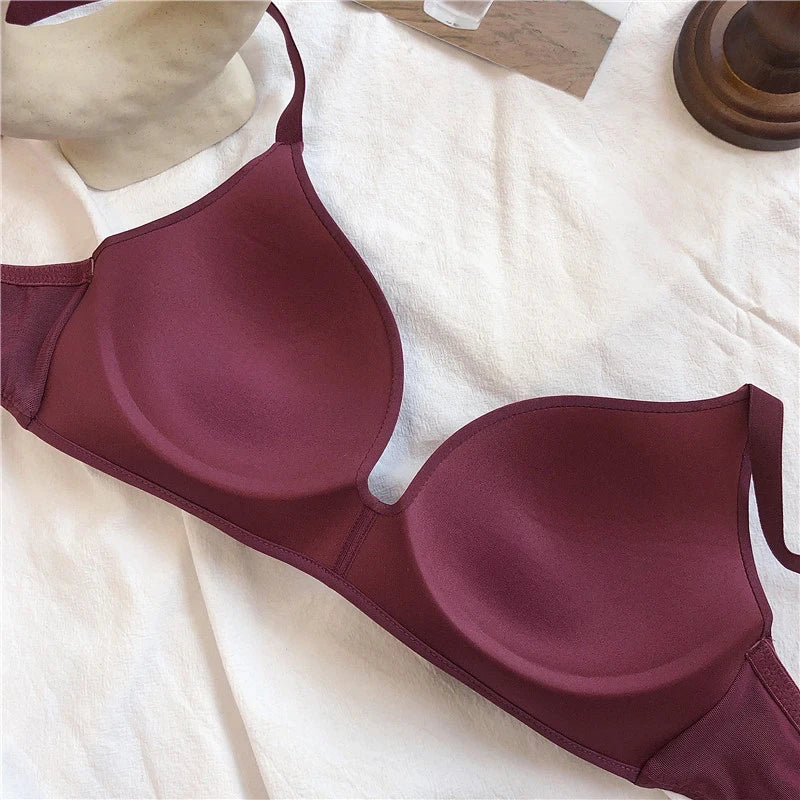 Ultra-Thin Ice Silk Wireless Push-Up Bra – Seamless Gather Bralette | 3/4 Cup | Everyday Lingerie