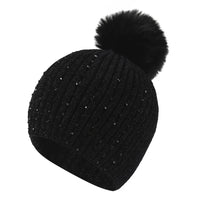 Gorro Invierno Mujer con Pompones y Perlas - Beanie Lana Tejido Cálido y Elegante