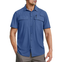 TACVASEN Quick Dry Short Sleeve Shirts Men's UPF 50+ Sun Protection Work Cargo Shirts Mesh Breathable Hiking Fishing Shirts Man