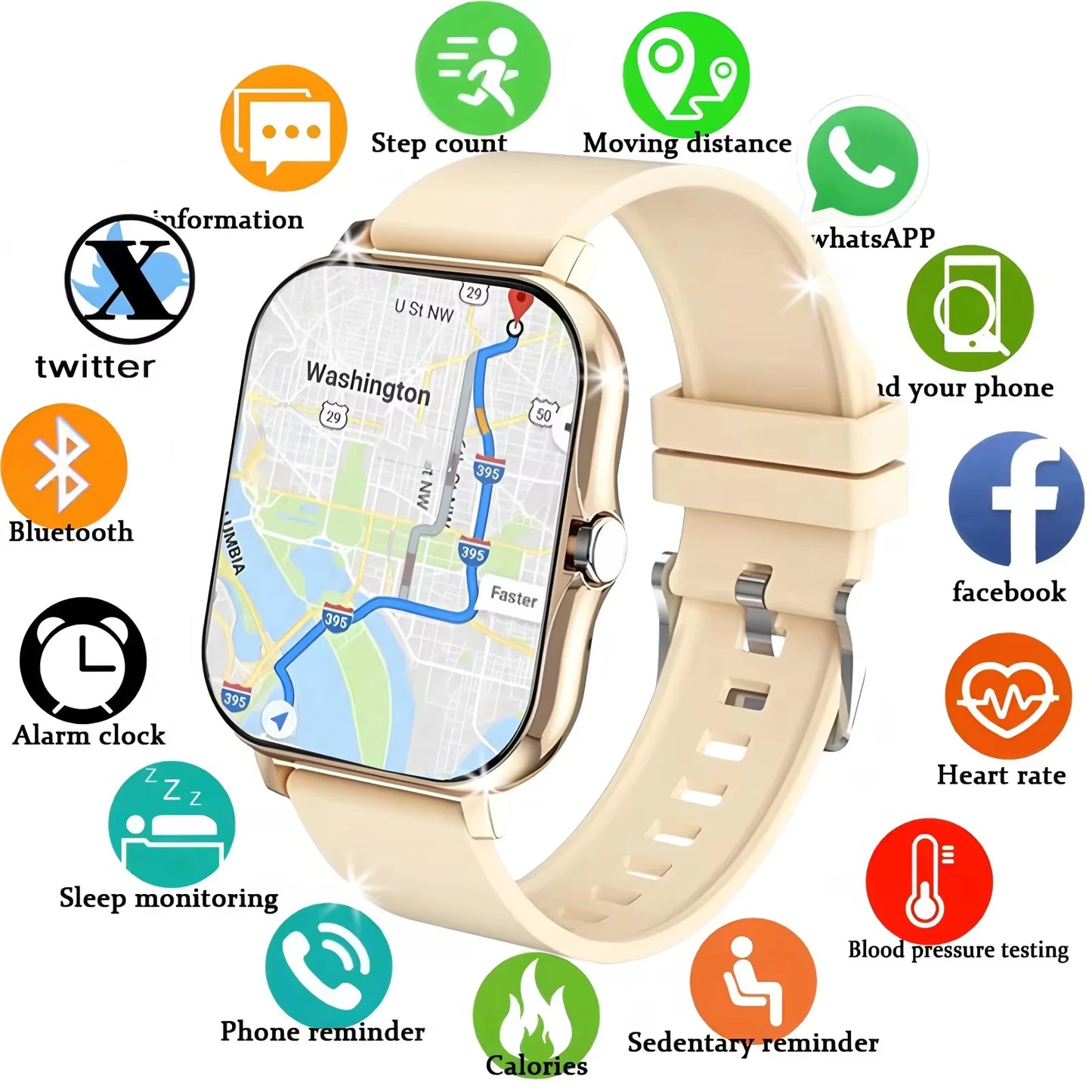 LAXASFIT Fashion Smart Watch | 1.85" AMOLED HD Bluetooth Calling Health Monitor 100+ Watch Faces for Men & Women