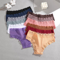 4-Pack Lace & Cotton Bikini Panties – Low-Rise, Soft & Breathable Women's Underwear