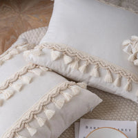 Wabi Sabi Linen & Cotton Fringe Cushion Cover | Handmade Boho Pillow Case