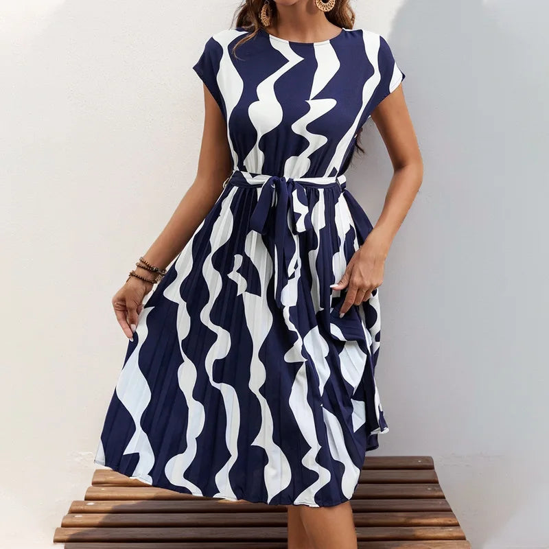 Casual Loose Printed A-Line Midi Dress | Vintage Elegant Women's Summer Dress