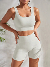 Seamless Ribbed Yoga Set for Women – Crop Tank & High Waist Shorts | Hector & Maison