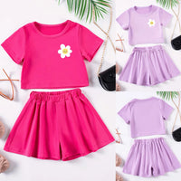 Girls Floral Summer Short Sleeve Top & Shorts Set (9M–5Y)
