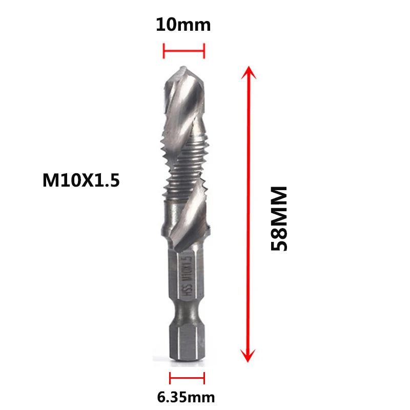 HSS Titanium Metric Tap Drill Bits Set | M3–M10 Thread Taps