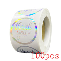 50-500pcs Rainbow Laser Thank You Stickers 1 Inch White Thank You Small Business Sticker For Crafts Gift Packaging
