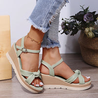 Fashion Women Platform High Heels Sandals Wedges Open Toe Dress Bow Shoes Female Slippers Walking Slides Mujer Pumps