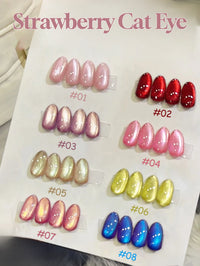 Glitter Cat Eye Gel Nail Polish — Whitening Strawberry Pink, Glass Bead Effect, 10ml