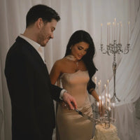 Bella White Silk Scarf Mermaid Gown - Strapless Backless Evening Dress