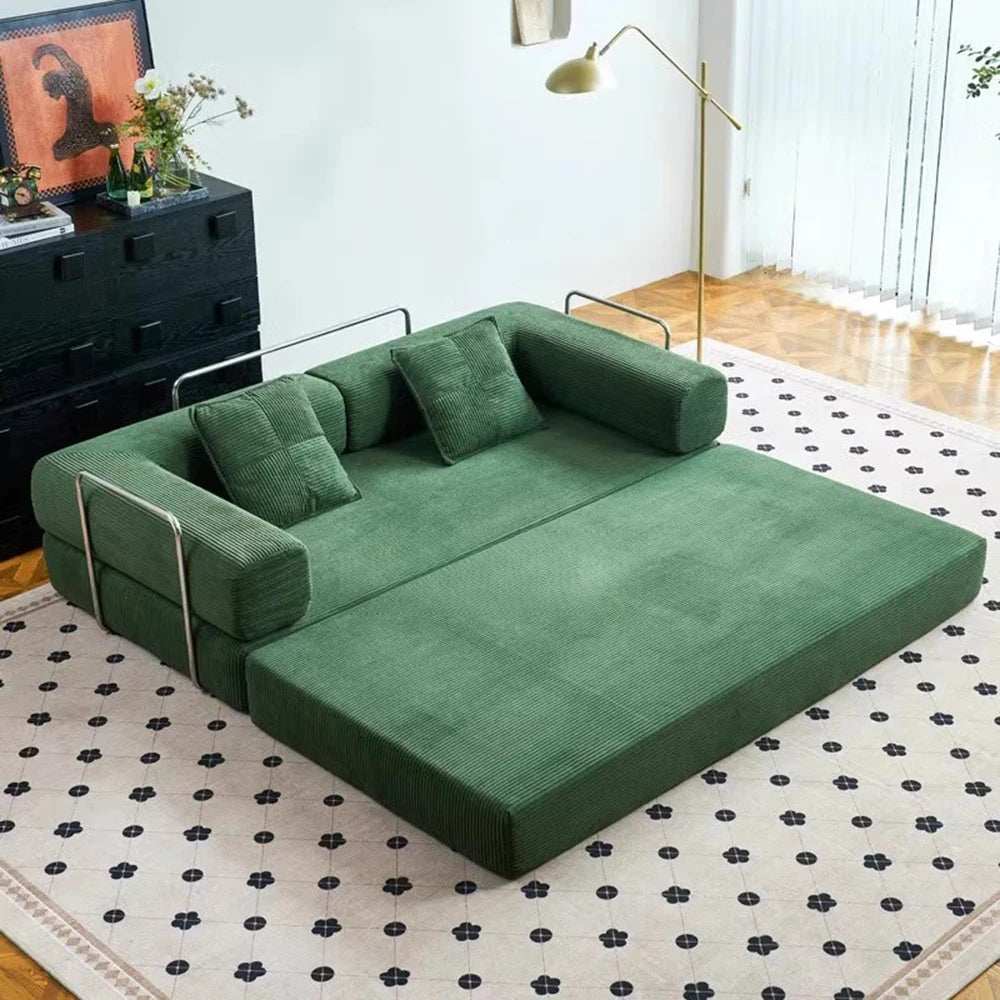 Moroccan Luxury Folding Sofa Bed - Elastic Armrest Lounge with Phone Holder